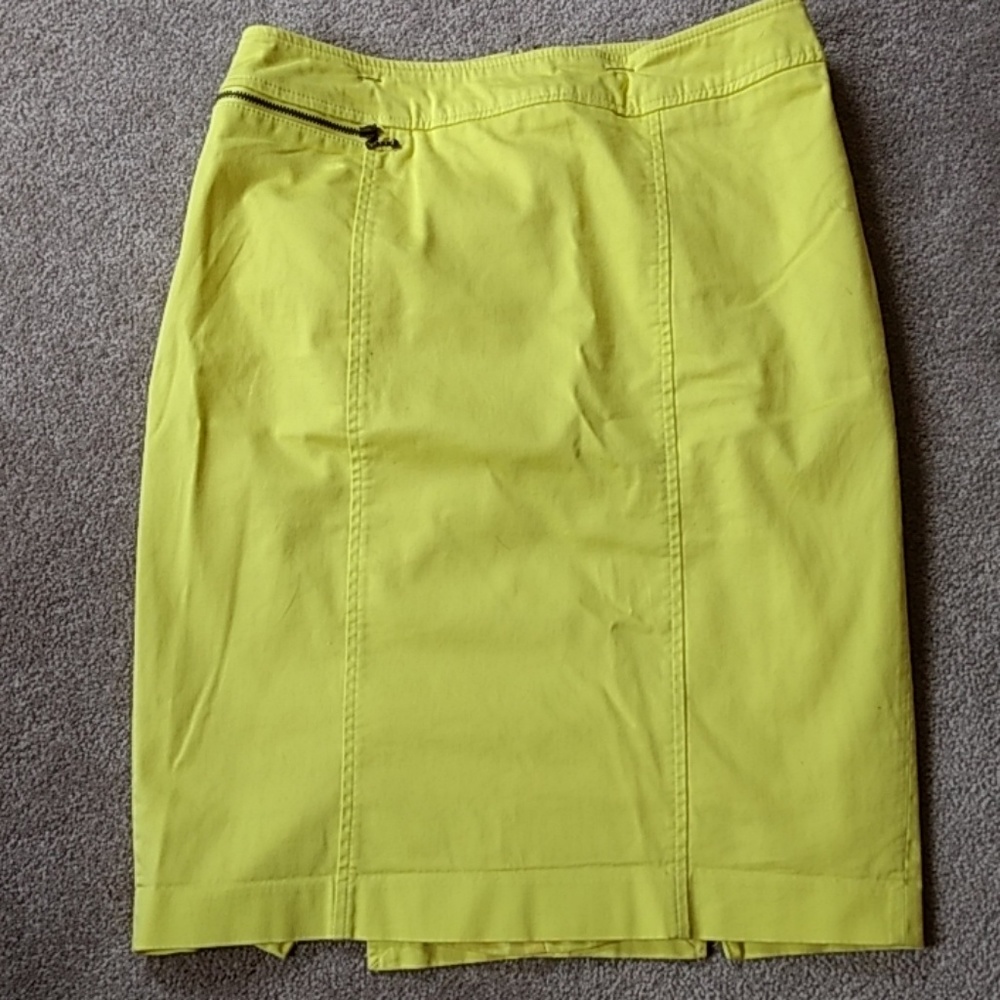 Neon yellow pencil skirt